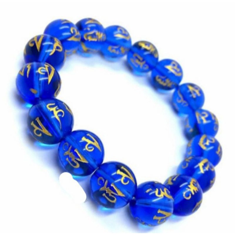 Gelang Batu Giok Mantra Budha Biru