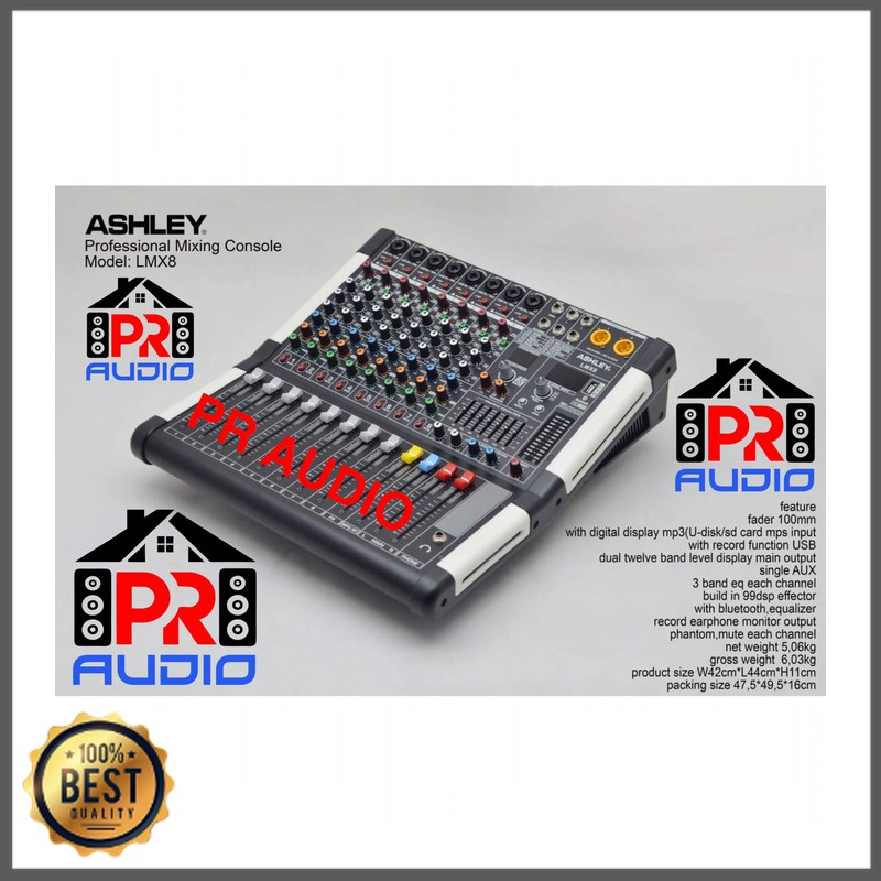 Mishad Shop -  Mixer ASHLEY LMX8 / LMX 8 (8 Channel)Usb,Bluetooth FullMono (Original) GU-5117-2722
