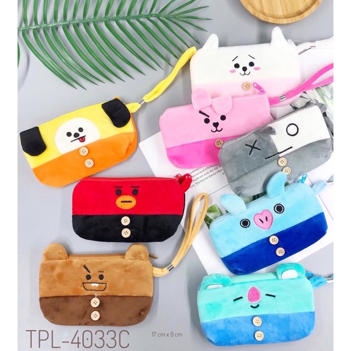 dompet / tempat pensil bt21 boneka plushy d21 cooky shooky tata chimmy mang koya bts kpop