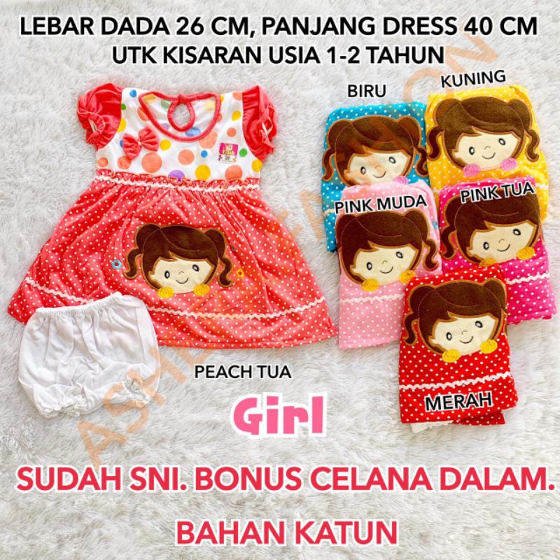 DRESS YLIN Y-LIN ANAK PEREMPUAN CEWEK BATITA 1 2 TAHUN ROK LUCU KATUN SNI MURAH BAGUS ADEM LEMBUT