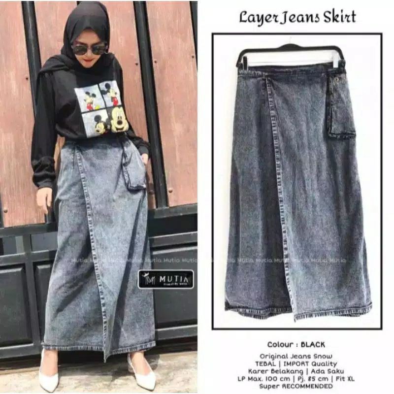 Layer Jeans Skirt | Rok Jins Murah