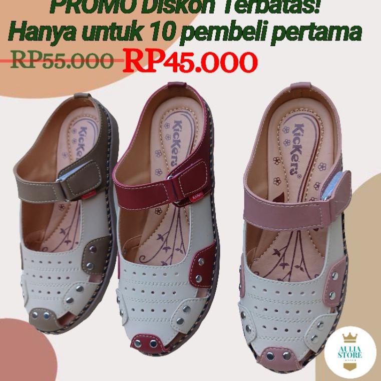 Sepatu sandal wanita kickers tersedia size jumbo/big size // selop hrv ‑ PAB.25Au22e