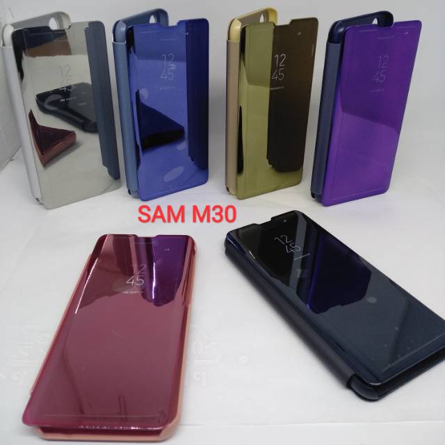 Clear View Samsung M30 Flip Cover Mirror Case Samsung M30 Standing Cover