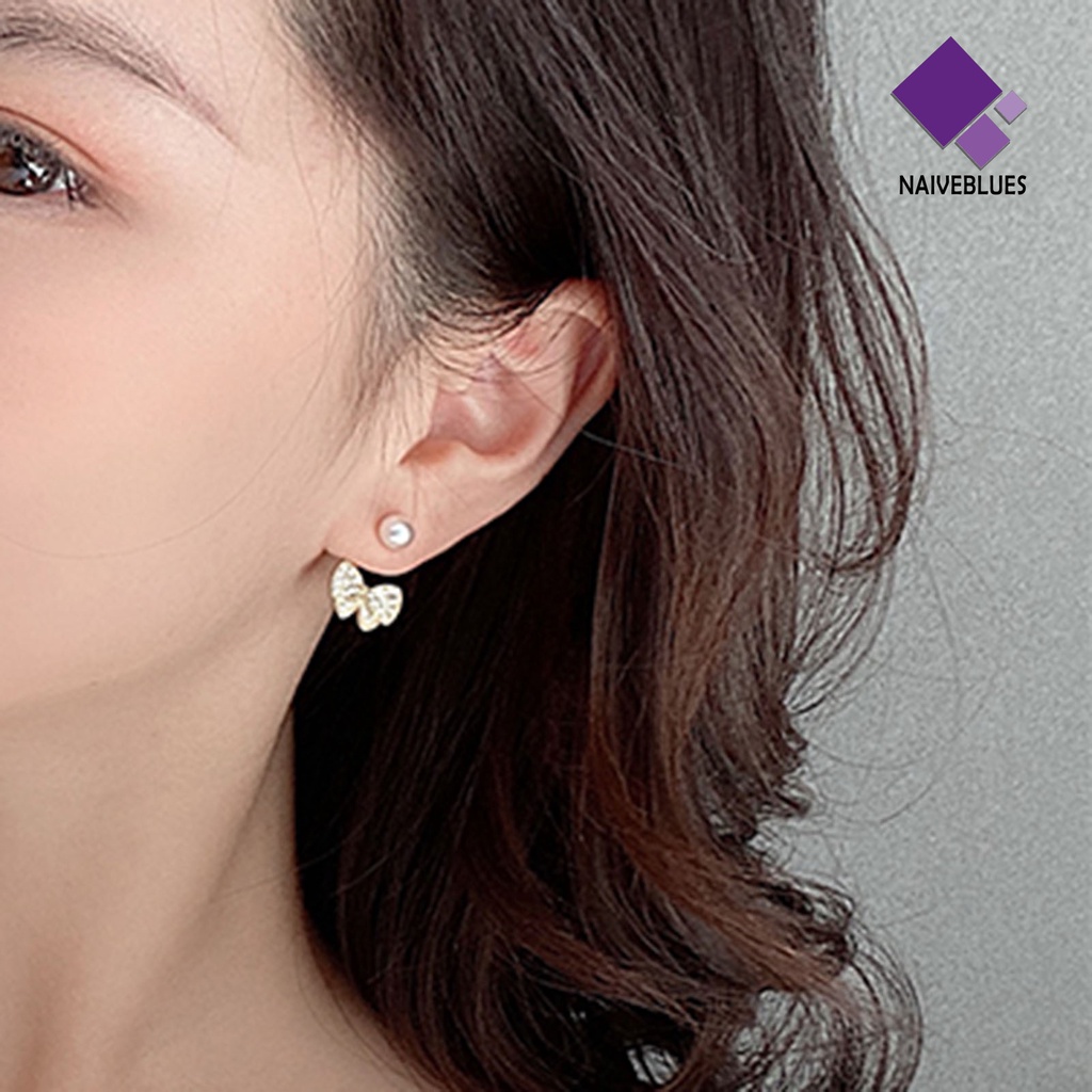 1 Pasang Anting Berlian Imitasi Bahan Alloy Untuk Wanita