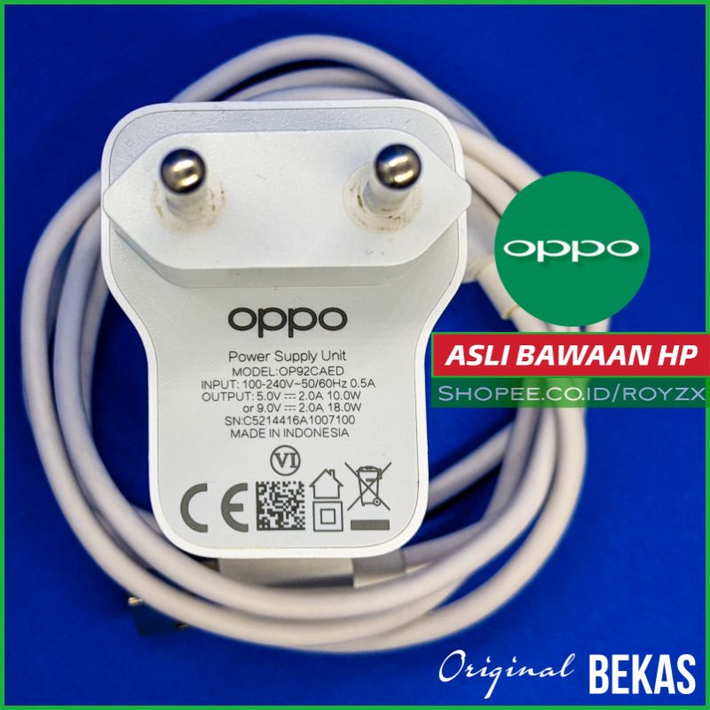 Oppo Charger Cas A53 A92 A54 Reno 4f A52 Original Usb Type C Original Fast Charging 18 Watt Bekas Ba