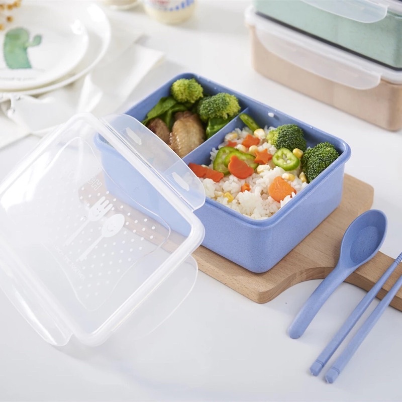 SET Kotak Makan Anak Bahan Serat Gandum BPA Free Kotak Bekal Anak Murah Bahan Aman untuk Bayi dan Anak Tempat Makan Kotak Makan Free Sendok dan Sumpit