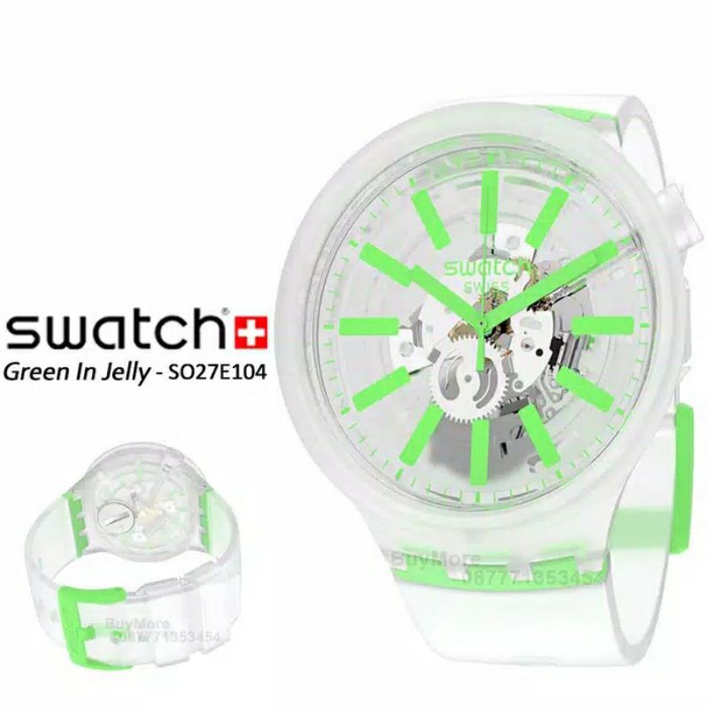 JAM TANGAN SWATCH SO27E104 ORIGINAL UNISEX-GREEN-IN-JELLY HIJAU