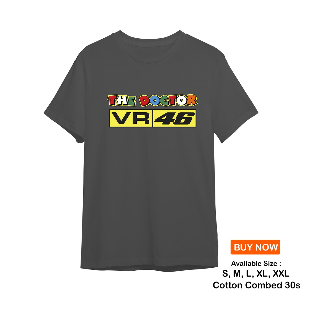 Kaos Baju Valentino Rosi VR46 The Doctor Cotton Combed 30s  S, M, L, XL, XXL Terlaris