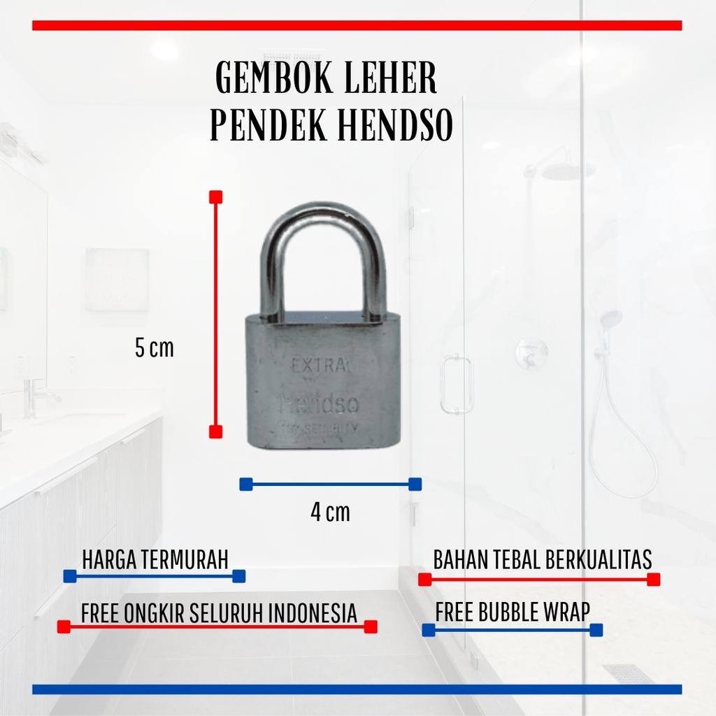 Gembok Putih Leher Pendek / Leher Panjang 30mm Crome