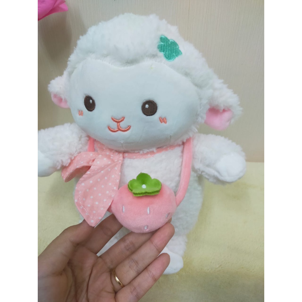 Boneka Domba Tas Strawberry Size 10&quot;/28cm/boneka animal/Boneka Baby Domba/boneka kambing/