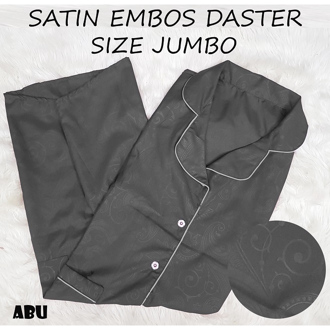 FortKlass Baju Tidur Satin Daster Embos Wanita Sleepwear Saten Fit To XL Silkwear-ABU TUA