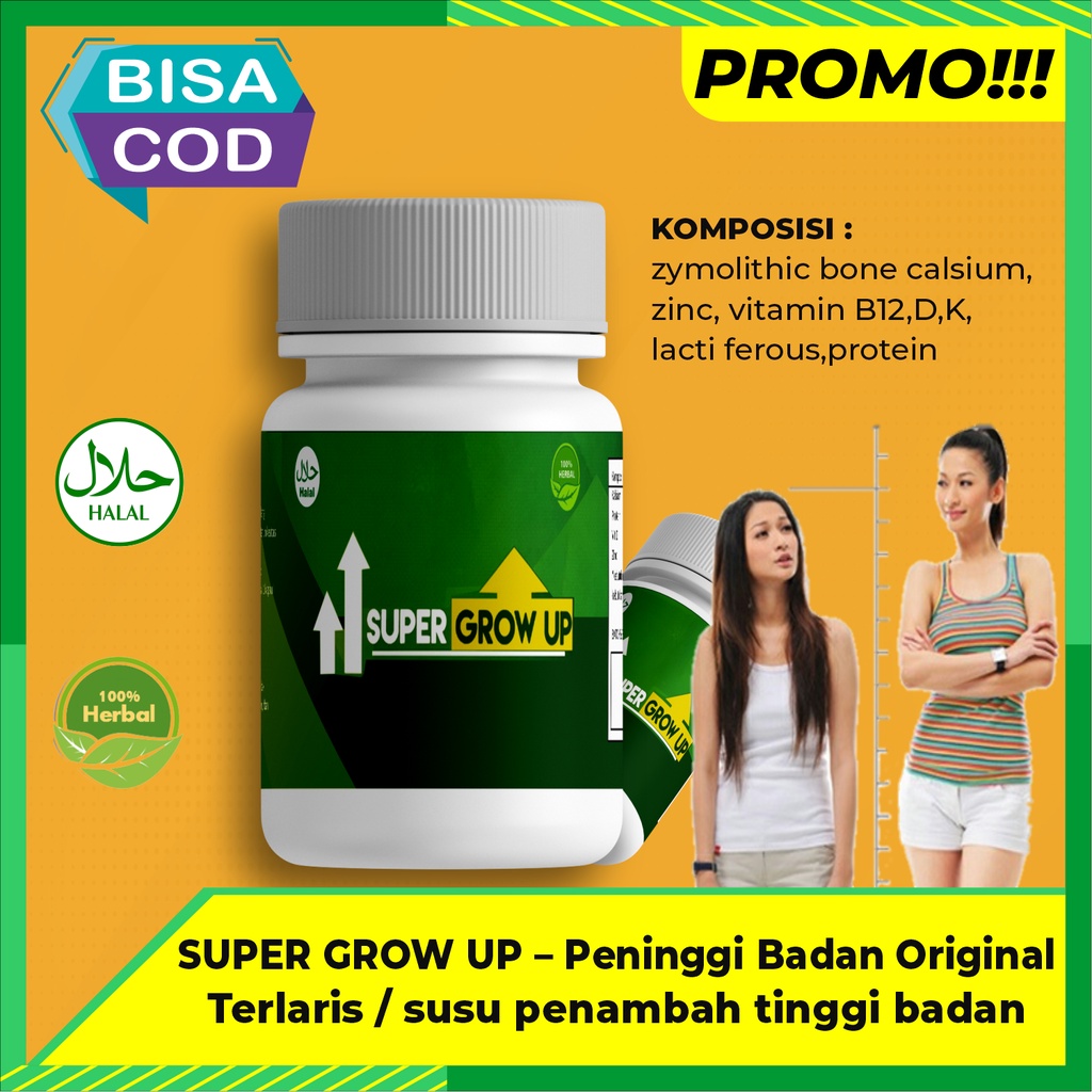 

SUPER GROW UP – Peninggi Badan Original Terlaris / penambah tinggi badan / bpom / suplemen penambah tinggi badan / susu peninggi badan / susu peninggi badan anak / susu penambah tinggi badan / suplemen makanan / kesehatan badan / susu untuk anak