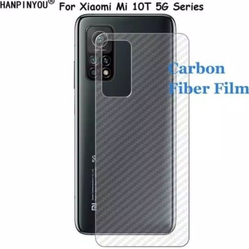 Xiaomi Mi11 / Mi10T/ Mi10T Pro Anti Gores Skin Karbon Belakang Screen Guard Protector Carbon