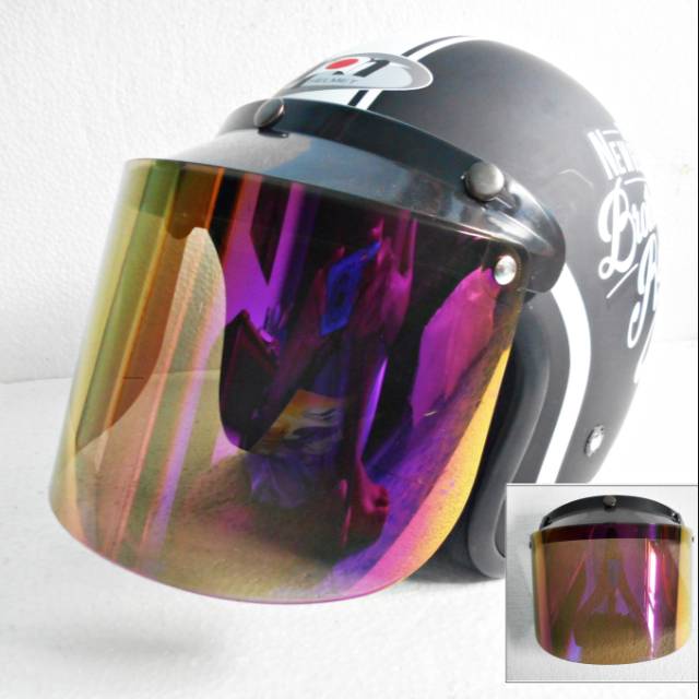 Kaca helm bogo injax rainbow 05 flat datar