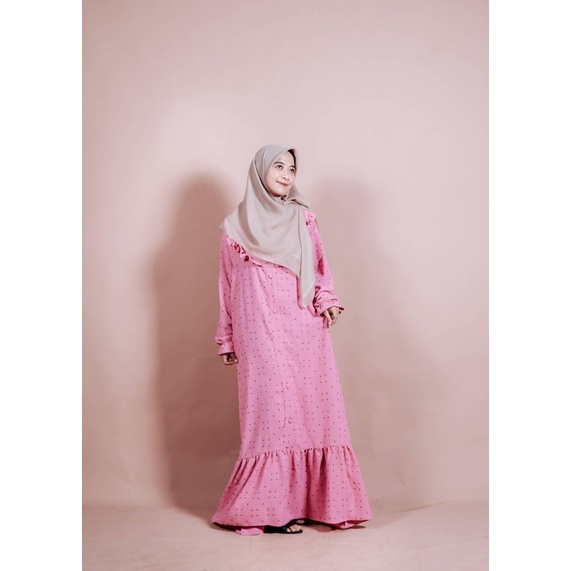 Dress Crinkle Airflow Kancing Motif | Gamis Crinkle Premium