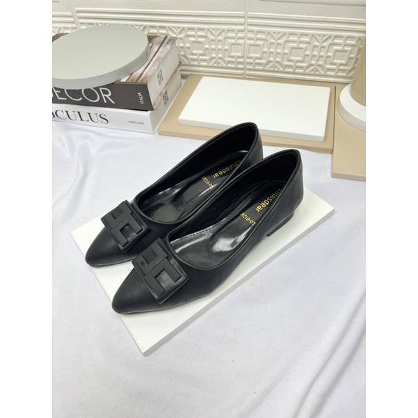 sepatu flat shoes wanita terbaru kekinian pesta LOUISDEAR sepatu flat 2 cm bahan dove B78