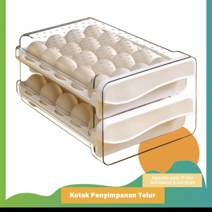 CC85 Tempat Penyimpanan Rak Telur PREMIUM Telor 2 Tingkat Egg Box GHM