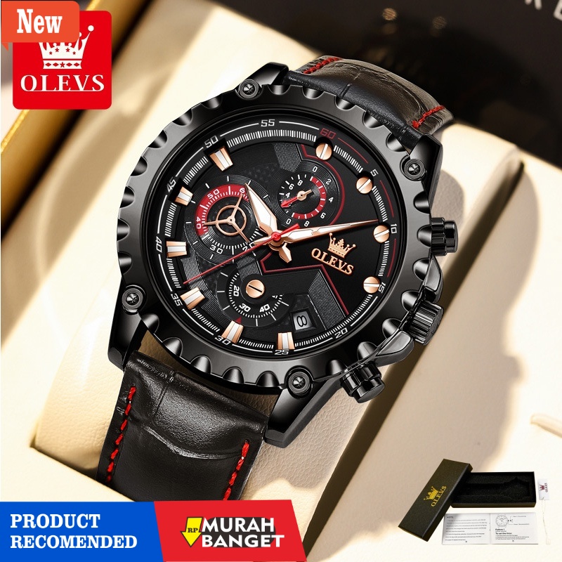 Jam tangan analog pria terbaik- CODJam Tangan Pria Original Olevs 2873 Mewah Kuarsa Tahan Air Watch 