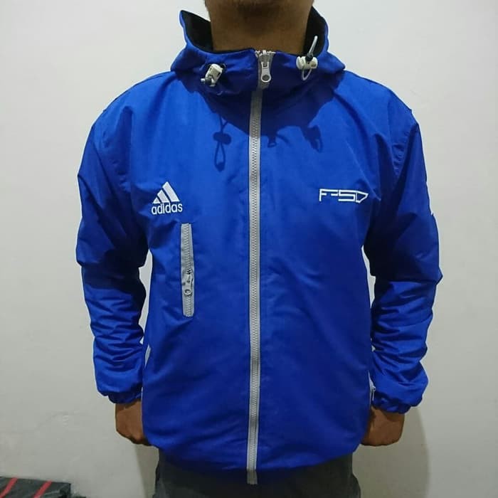 Jaket Pria Adidas F50 Waterproof Warna Biru Elegant