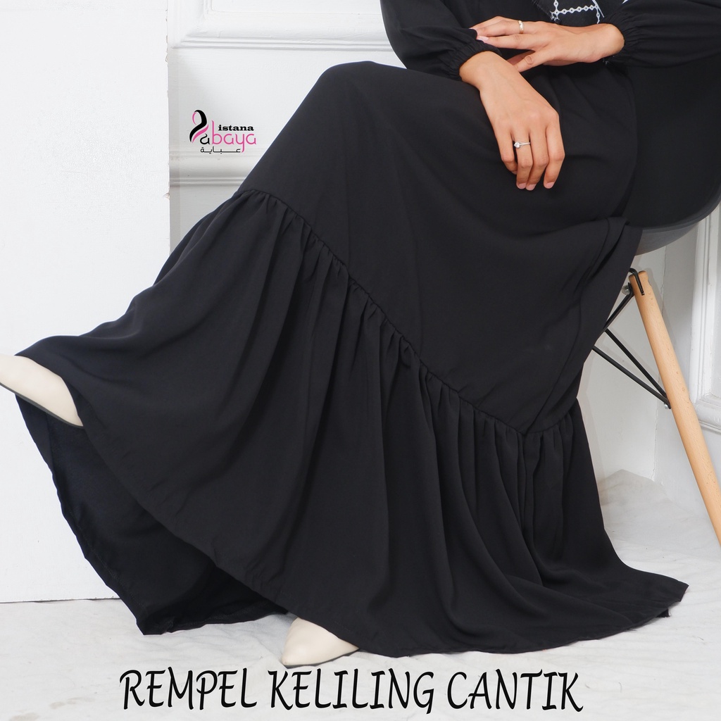 PROMO abaya Hitam Minimalis saudi Polos model gaun bawah Umbrella(Hitam &amp; Warna)  REMPEL BAWAH