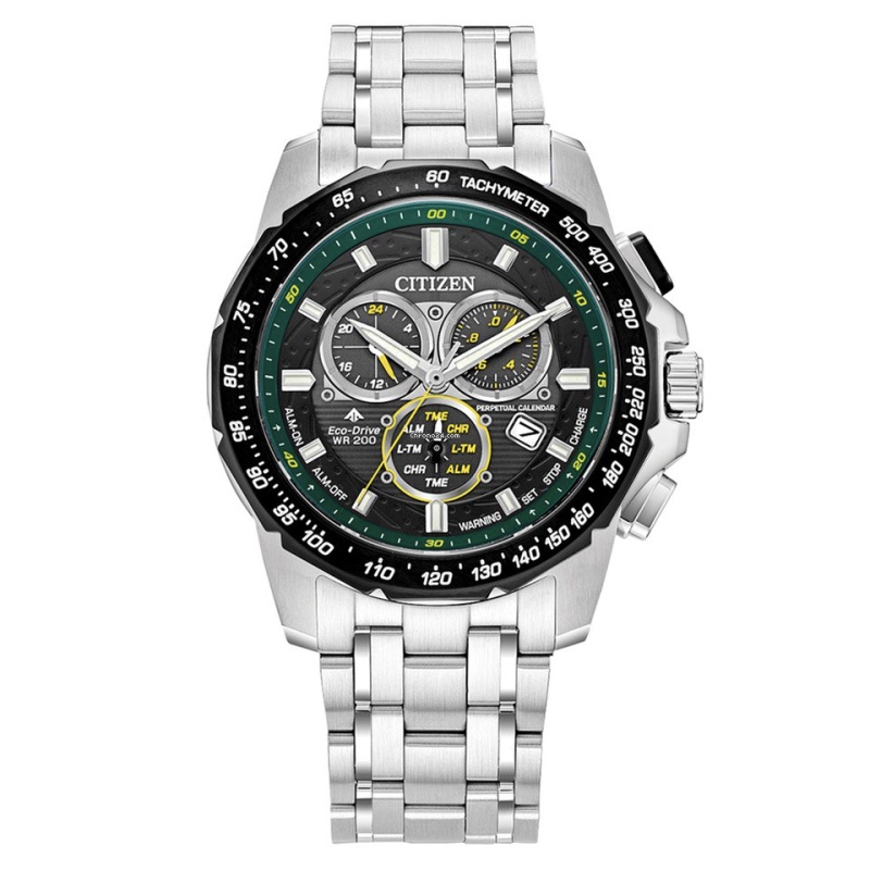 Citizen Promaster Gents Watch BL5578-51E Black Dial with Green Accents and Stainless Steel Strap