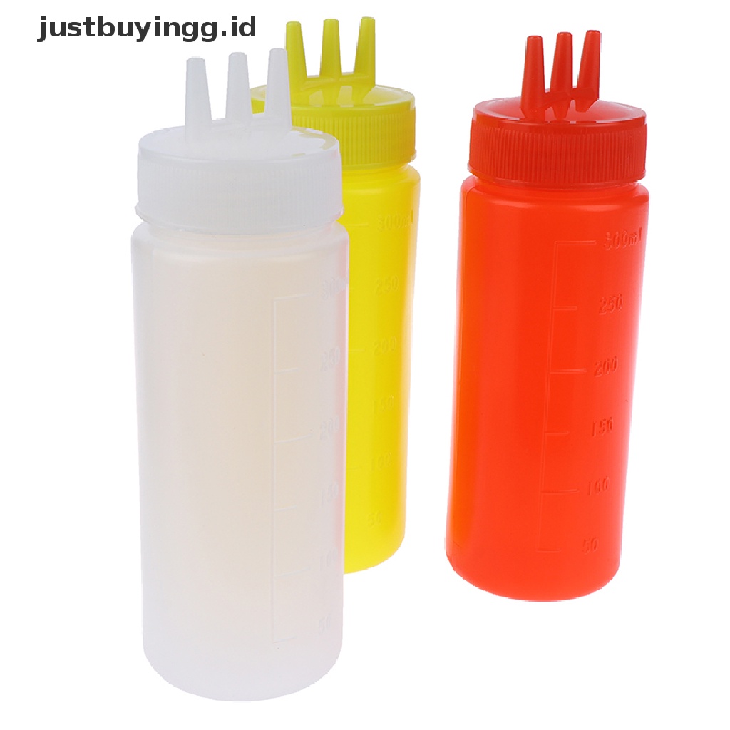 (Justbuyingg.Id) Botol Squeeze 3 Lubang Untuk Saus / Cuka / Minyak / Kecap