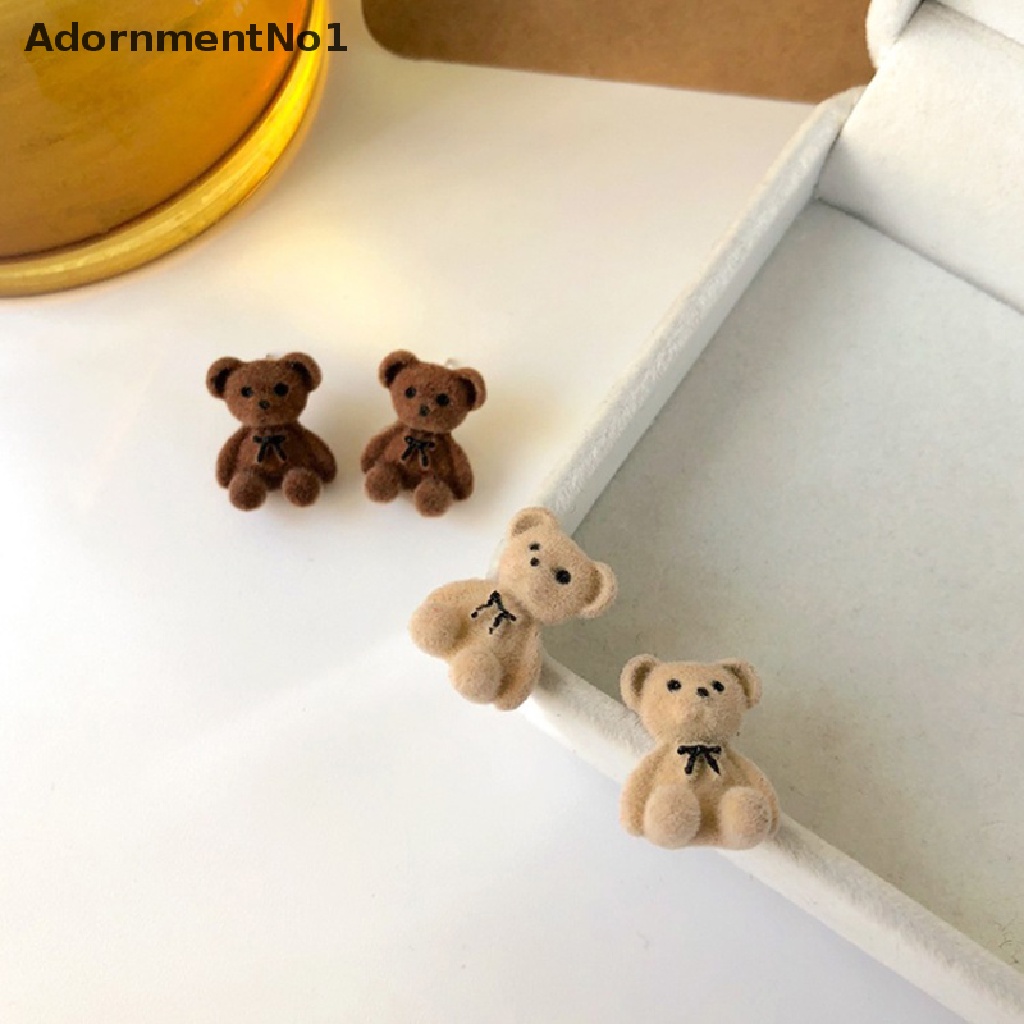 (AdornmentNo1) Anting Gantung Panjang Kait Motif Kartun Beruang Plush Bulu Untuk Perhiasan Wanita