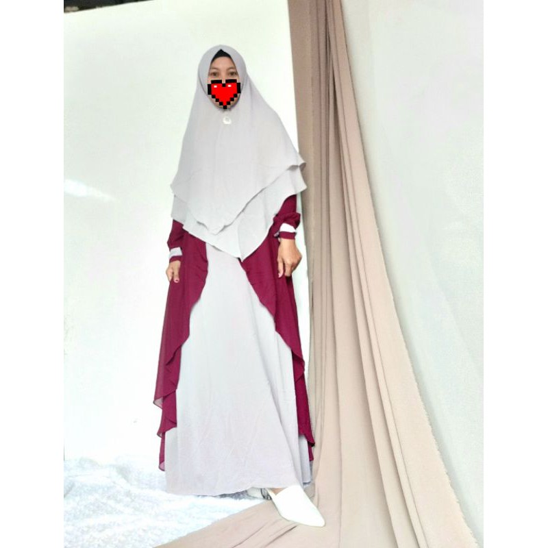 gamis syar'i set khimar (GAMIS +KHIMAR)