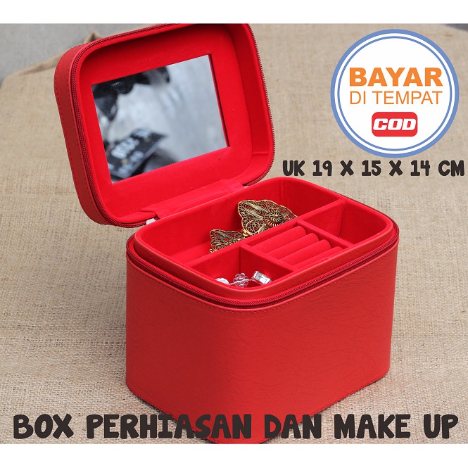 BEAUTY CASE MIX JEWELRY / TAS TEMPAT MAKE UP KOTAK KOSMETIK STORAGE BOX ORGANIZER BAG MERAH