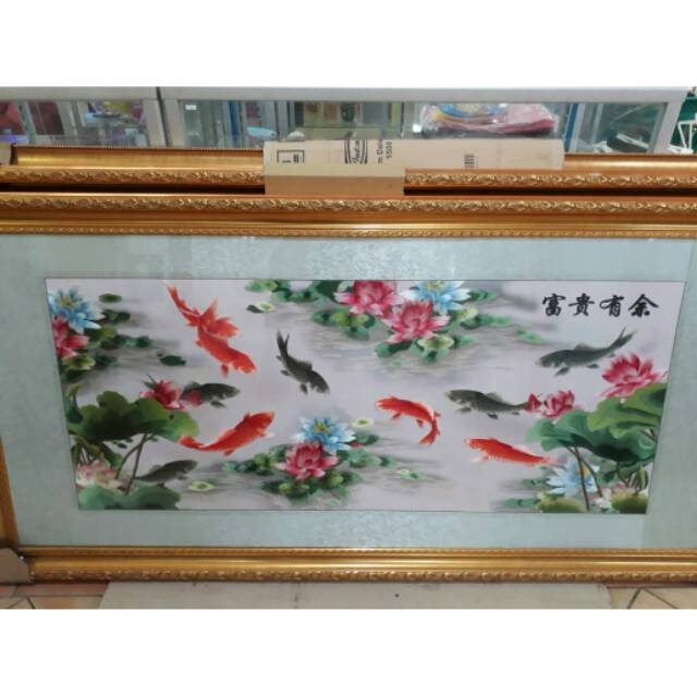 Lukisan Ikan Sulaman Benang Sutera