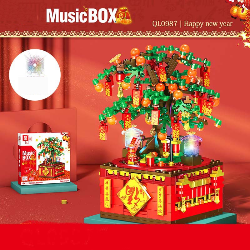 Fortune tree light music box Rakitan Mainan Blok Bangunan diy