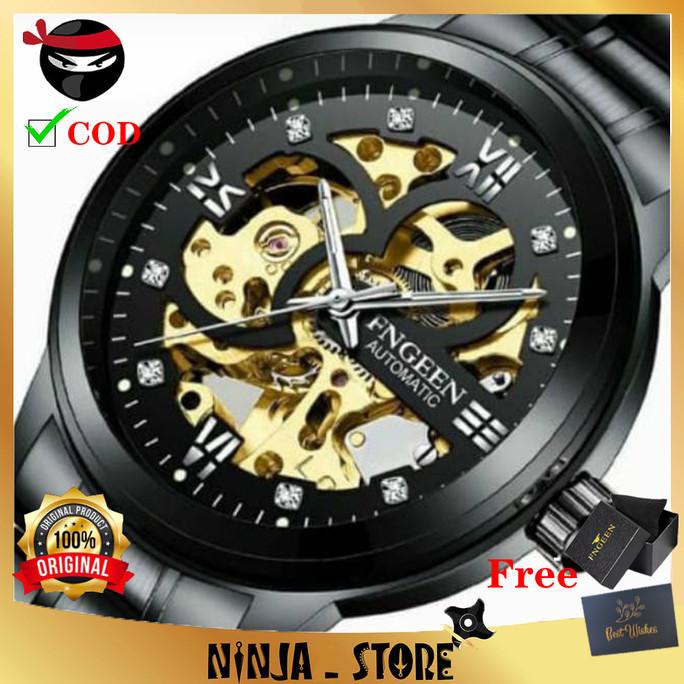 RECOMENDED COD JAM TANGAN PRIA MECHANICAL OTOMATIS FNGEEN 6018 LUXURY ANTI AIR