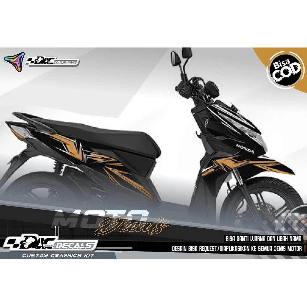 Jual Sticker Decal Full Body Honda Beat Hitam List Coklat Indonesia Shopee Indonesia