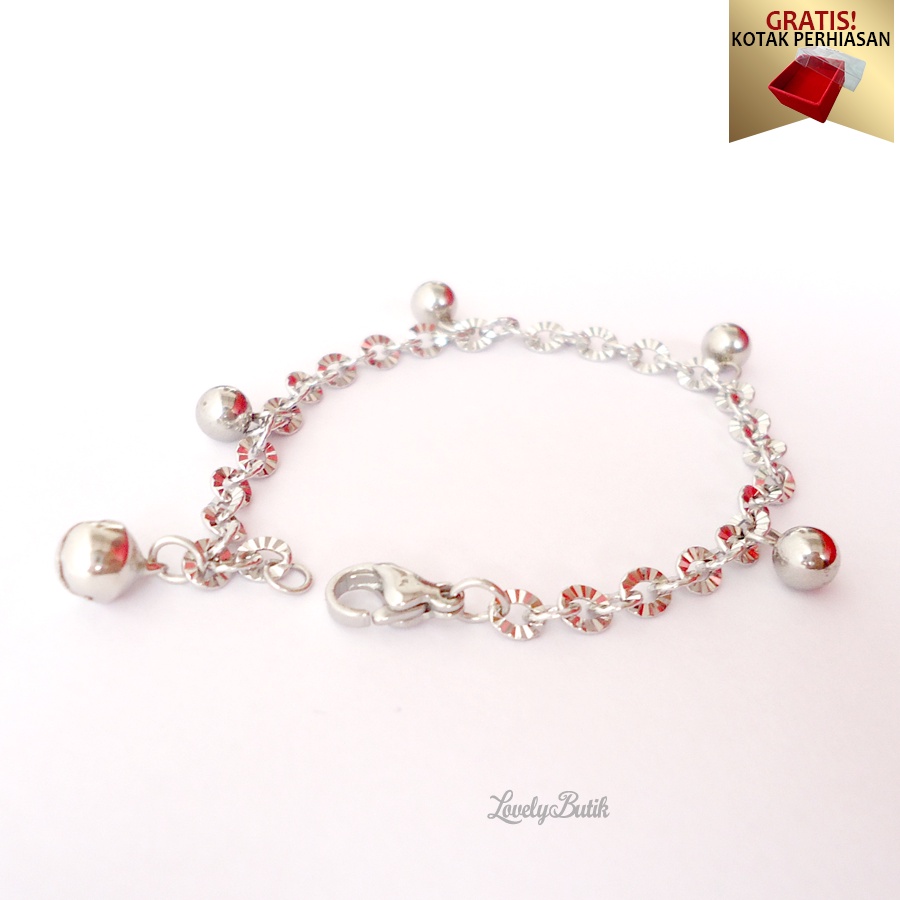 Promo Gratis Kotak Perhiasan Lovelybutik Gelang Anak 3 - 10 Tahun Gelang Tangan Dewasa Titanium Anti Karat Model Terbaru Bola Kerincingan Berbunyi