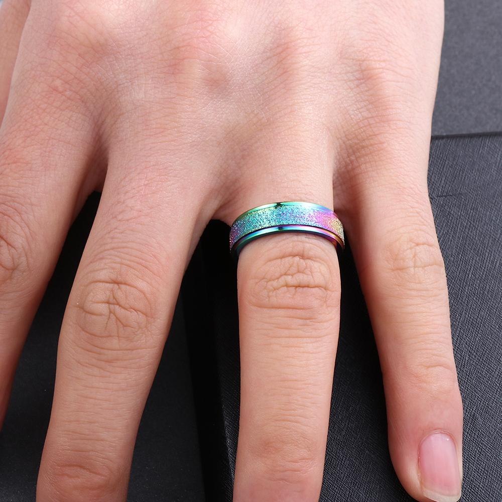 Lily Turn Matte Color Ring Jewelry Untuk Perawatan Kecemasan Cincin Stainless Steel Warna Silver Gold