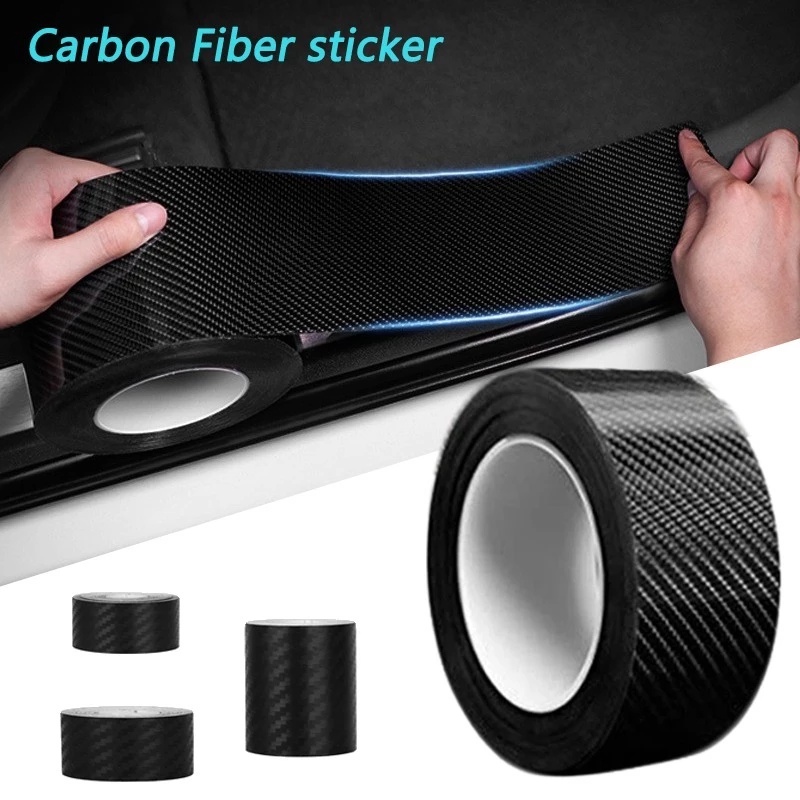 3/5/7/10m Carbon Fiber Protector Strip Sticker Auto Bumper Door Sill Protection Anti-stepping Car Decoration Tape