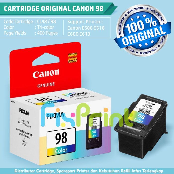 Cartridge Tinta Canon CL98 CL 98 CL-98 ORIGINAL E500 E510 E600E610