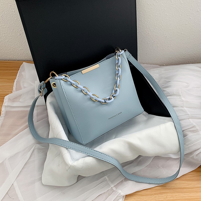 TAS SELEMPANG SLINGBAG WANITA CEWEK FASHION IMPORT MODEL TERBARU 2021 BUCKET RANTAI KUNING JCZ1049