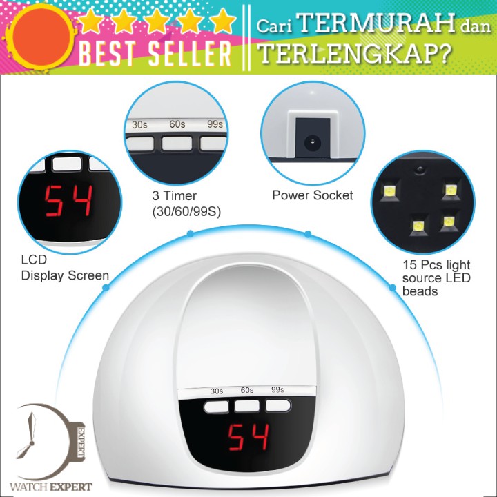 Bisa COD Alat Kecantikan Pengering Kutek Kuku UV LED Nail Dryer 54W - LKE SUN-X5 - White