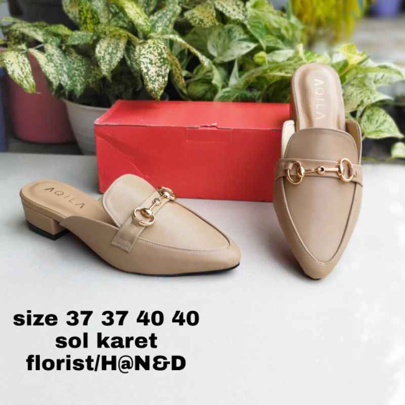 MEGA SLOP - SENDAL SLOP MULES BUSTONG GESPER HAK 3 CM SOL KARET | SENDAL HANGOUT