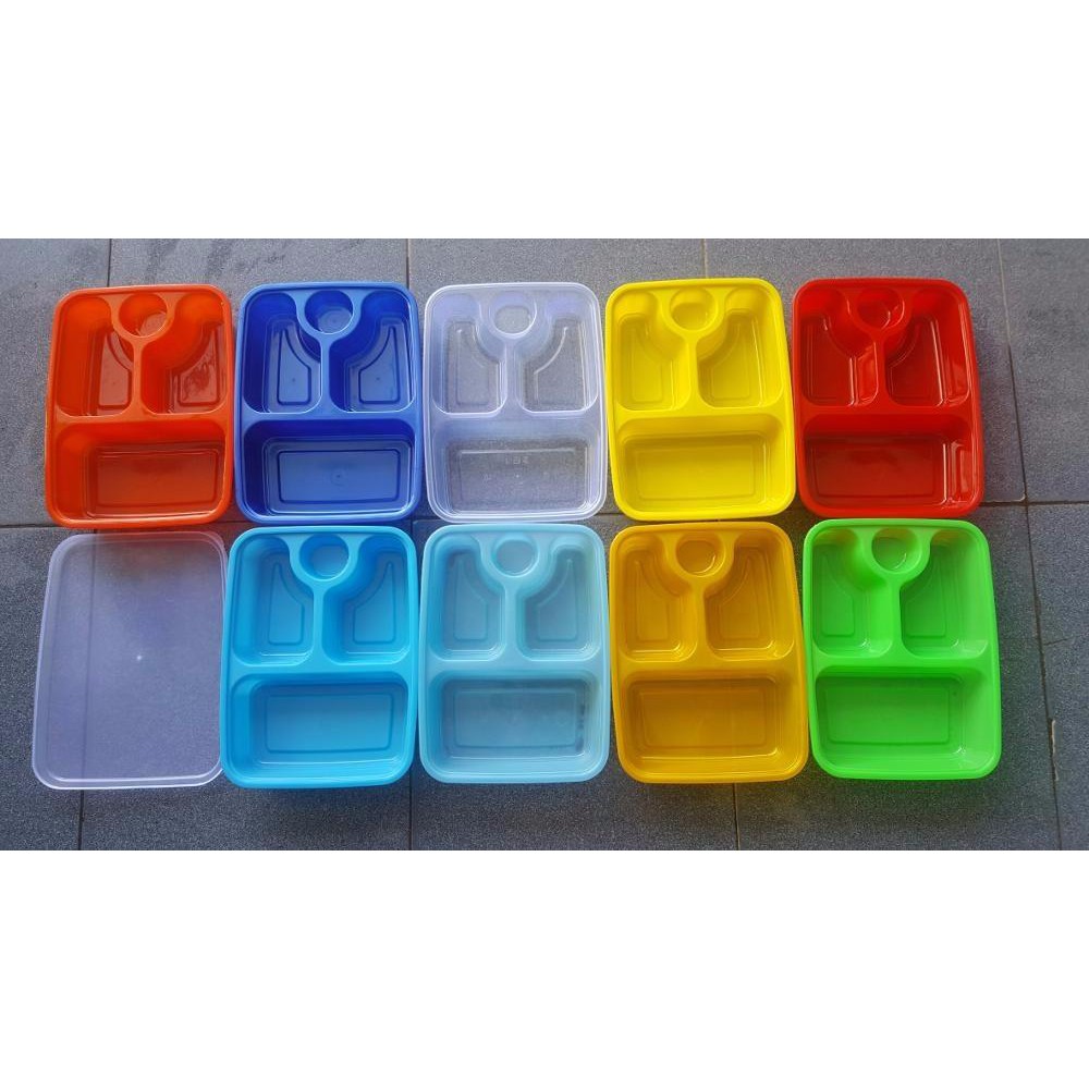 Jual Isi Pcs Box Bento Plastik Fim Sekat Kuning Bento Plastik Tray