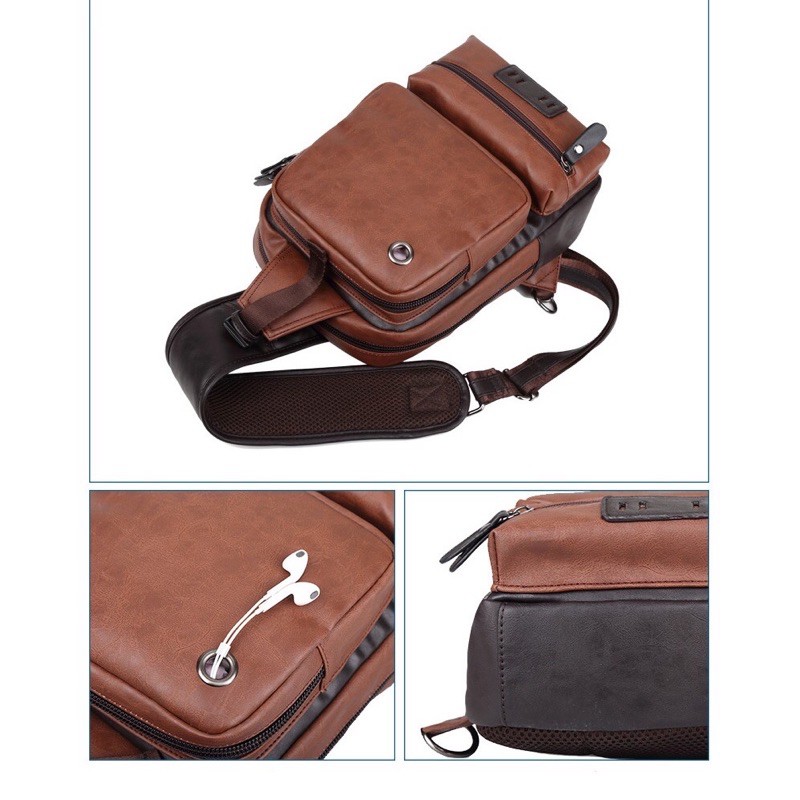 Tas Selempang Pria Waist Bag Pria Slingbag Kulit PU/Sintetis Original Gh-bag murah Tas Dompet HP