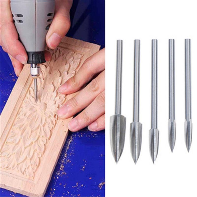 5pcs Mata Bor Ukir Kayu Elektrik Dengan / Wood Carving Drill Bit Milling Cutter