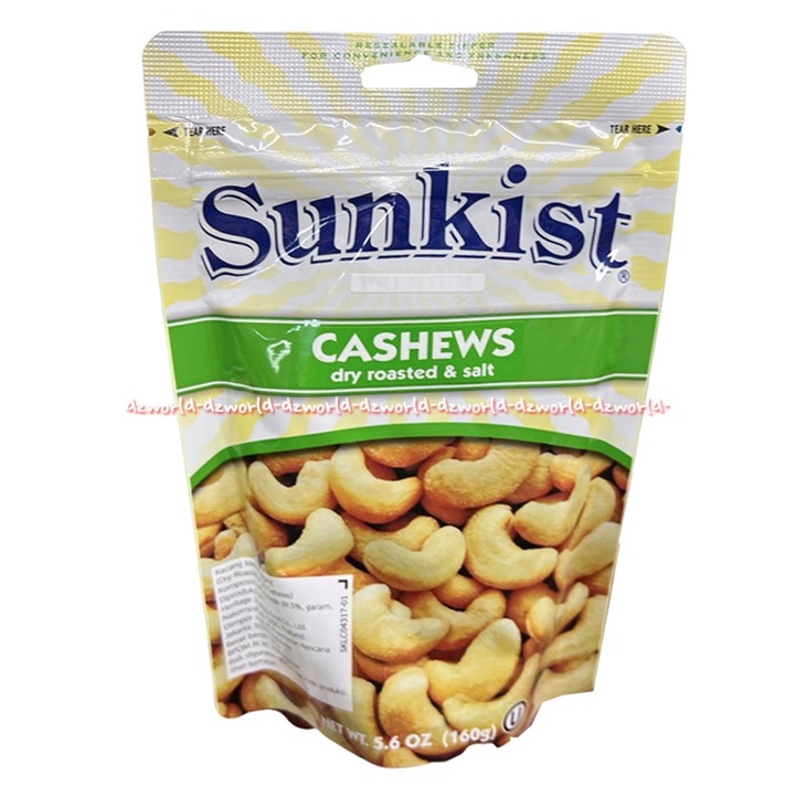 Sunkist Cashews 160gr Dry Roasted &amp; Salt Sun Kist Cashew Kacang Mete Panggang Kering Panggang Asin Sunkis Nuts Peanuts Mede Dray Roast