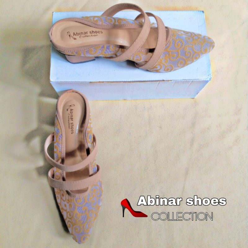 SANDAL SEPATU BRUKAT APOLLO /sandal pesta/sandal kondangan/sandal wanita hak  tahu 5cm