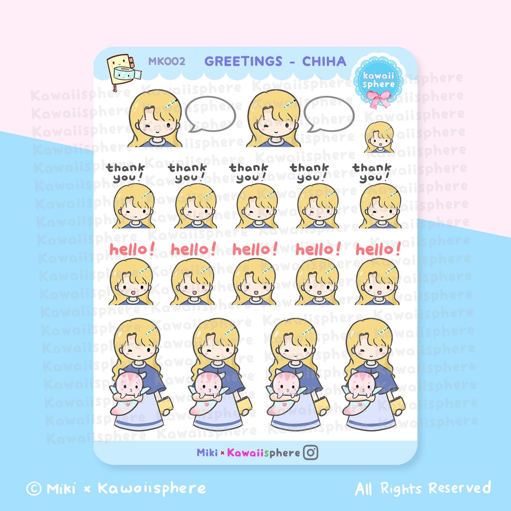 

Greetings - Chiha | Planner Sticker MK002 Kawaiisphere | Writable Waterproof
