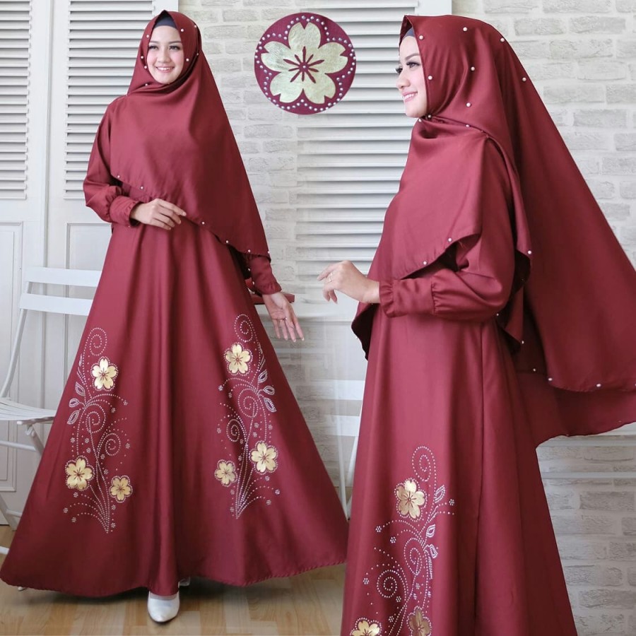 Gamis Terbaru 2021 Lebaran Wanita Murah Syari Fashion Muslim Syar'i Modern N2T0 Pakaian Janela 2in1