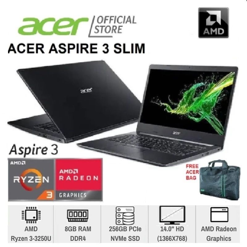 Acer Aspire 3 Slim A314-22 - AMD Ryzen 3-3250U 8GB 256GB SSD AMD RADEON GRAPHICS 14" - (R3FS)
