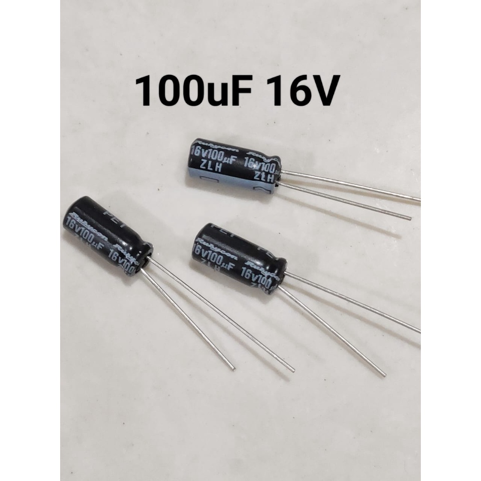Kapasitor Capacitor ELCO 100uf 16v / 100 uf 16 v / 100uf/16v Elko 100uF 16V