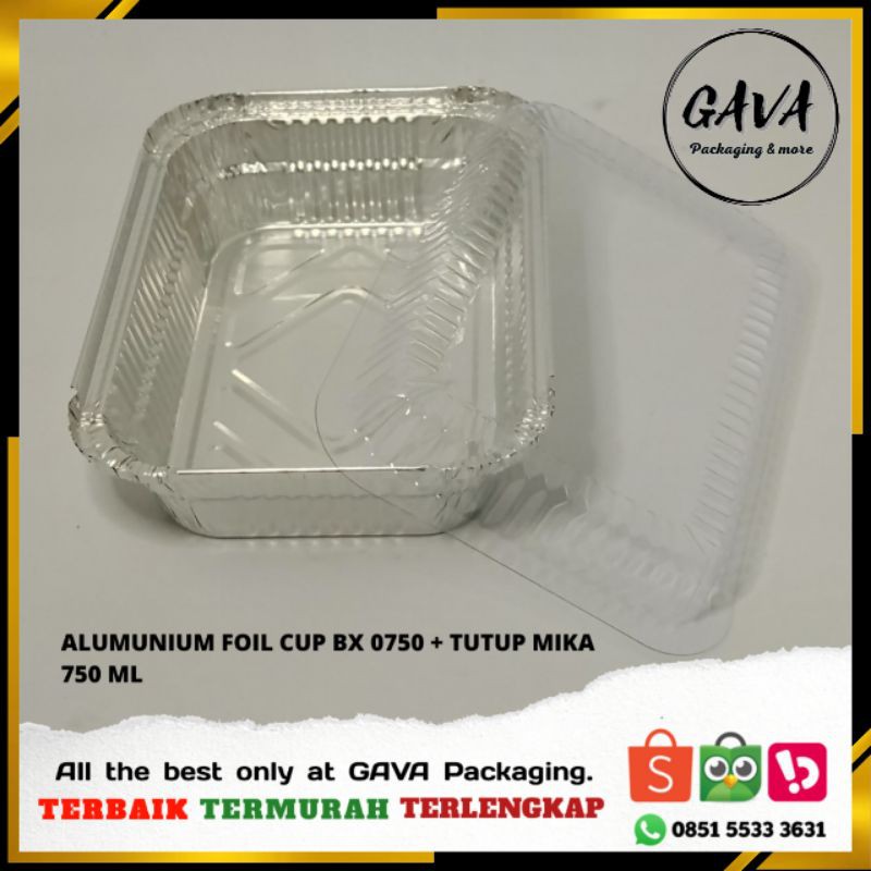 Alumunium Foil Cup Tray Bx0750 P750 Ukuran 750 Ml Dengan Tutup